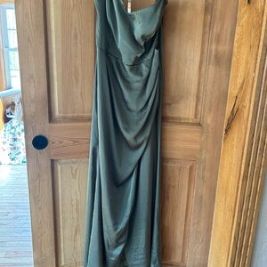 Birdy Grey Martini Matte Satin Bridesmaid Dress XXL Olive Green Formal Maxi